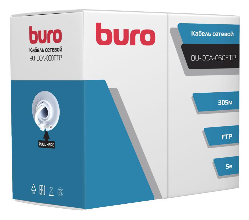 Кабель сетевой Buro FTP 4 пары cat5E solid 0.50мм CCA 305м серый