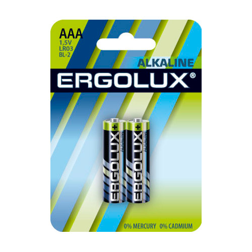 Батарея Ergolux Alkaline LR03 BL-2 AAA (2шт) блистер