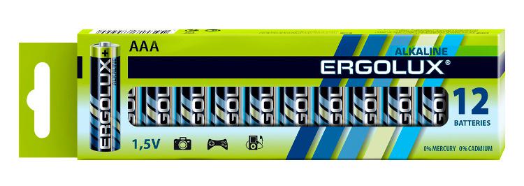 Батарея Ergolux Alkaline LR03 BP-12 AAA 1150mAh (12шт) коробка
