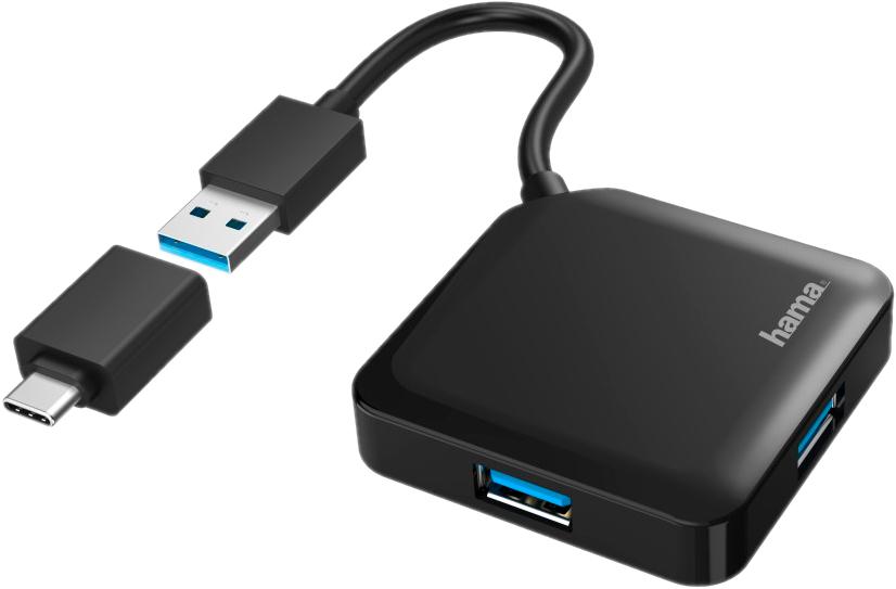 Разветвитель USB 3.0 Hama H-200116 USB Hub 4порт. черный (00200116)