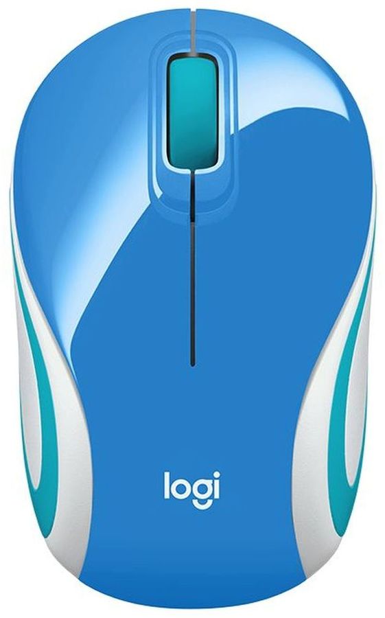 Мышь Logitech M187 голубой/белый оптическая (1000dpi) беспроводная USB для ноутбука (3but)