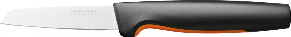 Нож кухонный Fiskars Functional Form 1057544 стальной для чистки овощей и фруктов лезв.80мм прямая заточка черный/оранжевый