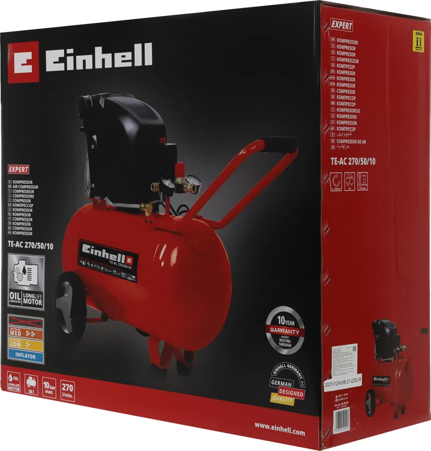 Компрессор поршневой Einhell TE-AC 270/50/10 масляный 270л/мин 50л 1800Вт красный/черный