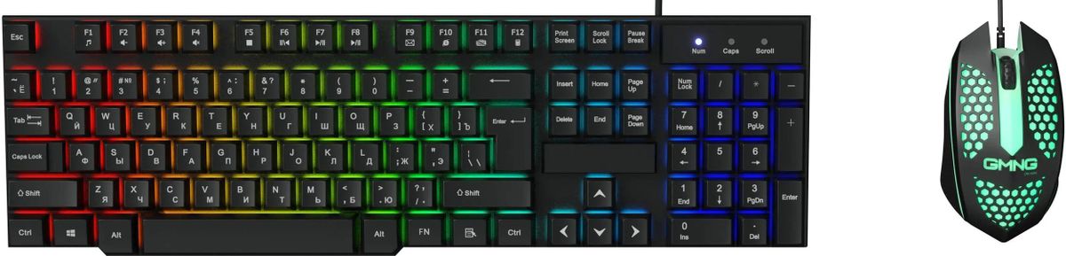 Клавиатура + мышь Оклик 400GMK клав:черный мышь:черный USB LED (1546779)