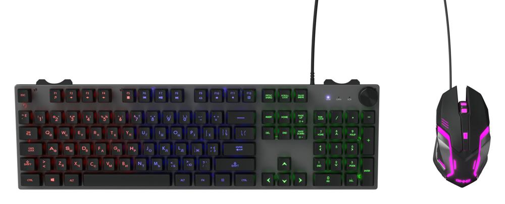 Клавиатура + мышь Оклик GMNG 500GMK клав:серый/черный мышь:черный/серый USB Multimedia LED (1546797)