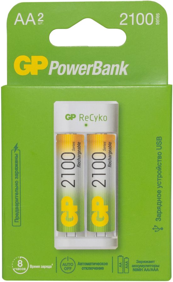 Аккумулятор + зарядное устройство GP Recyko E211210AAHC AA/AAA NiMH 2000mAh (2шт)