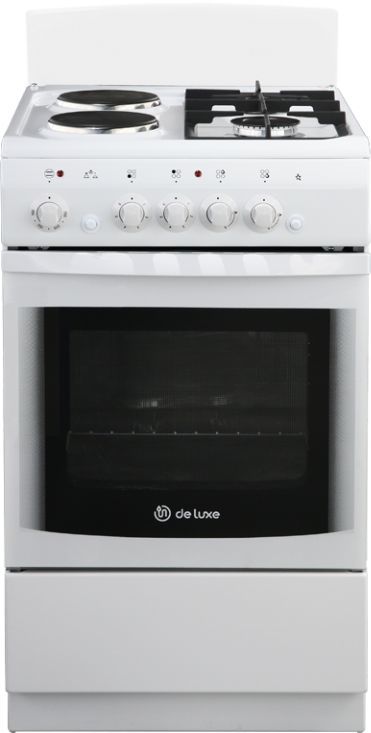 Плита Комбинированная De Luxe 506022.03гэ(щ) ЧР-030 белый/черный (без крышки)