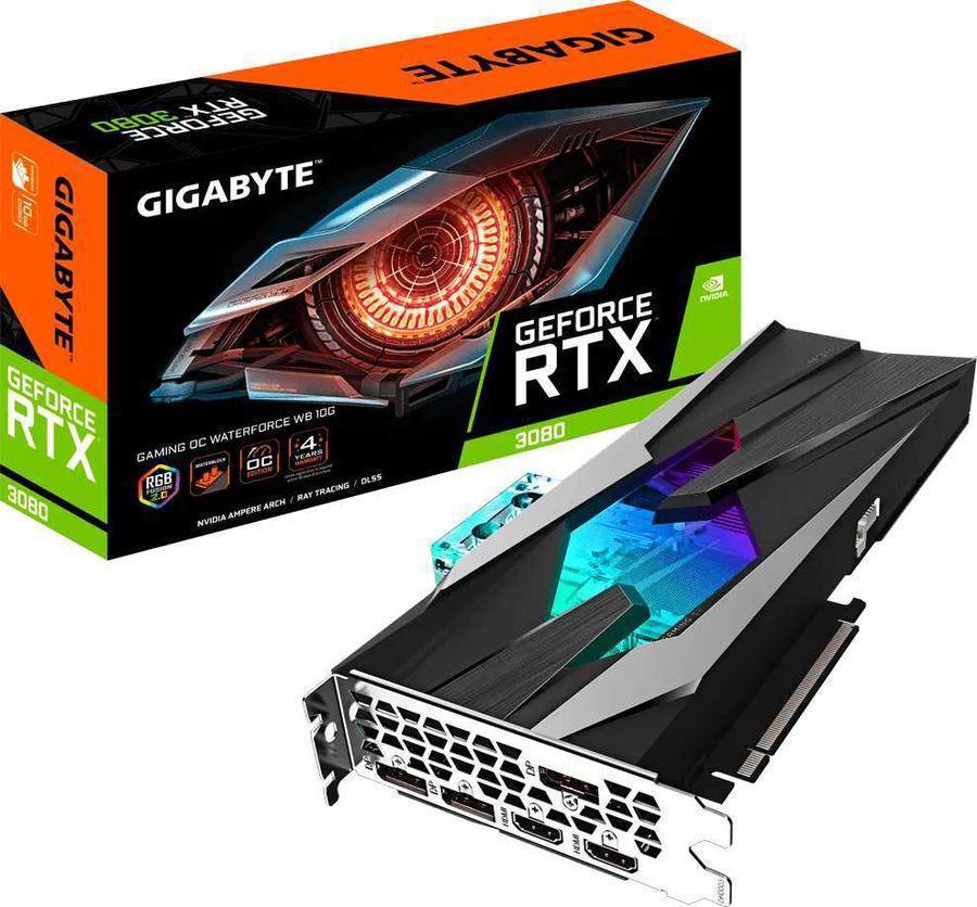 Видеокарта Gigabyte PCI-E 4.0 GV-N3080GAMINGOC WB-10GD 2.0 LHR NVIDIA GeForce RTX 3080 10240Mb 320 GDDR6X 1800/19000 HDMIx2 DPx3 HDCP Ret
