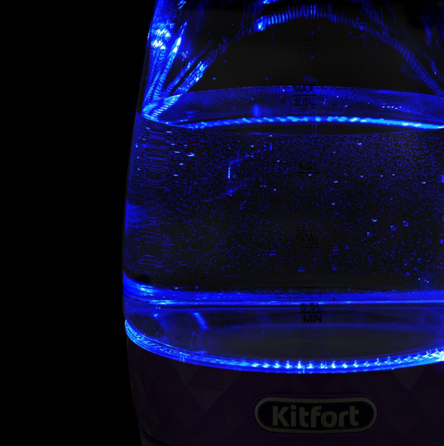 Чайник электрический Kitfort KT-6123-1 2л. 2200Вт фиолетовый (корпус: стекло)