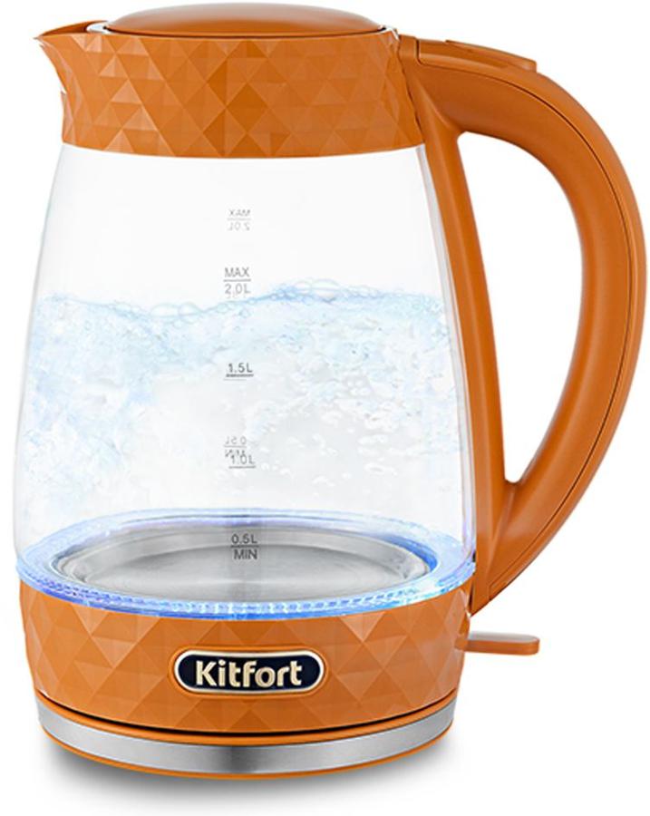 Чайник электрический Kitfort КТ-6123-4 2л. 2200Вт оранжевый (корпус: стекло)