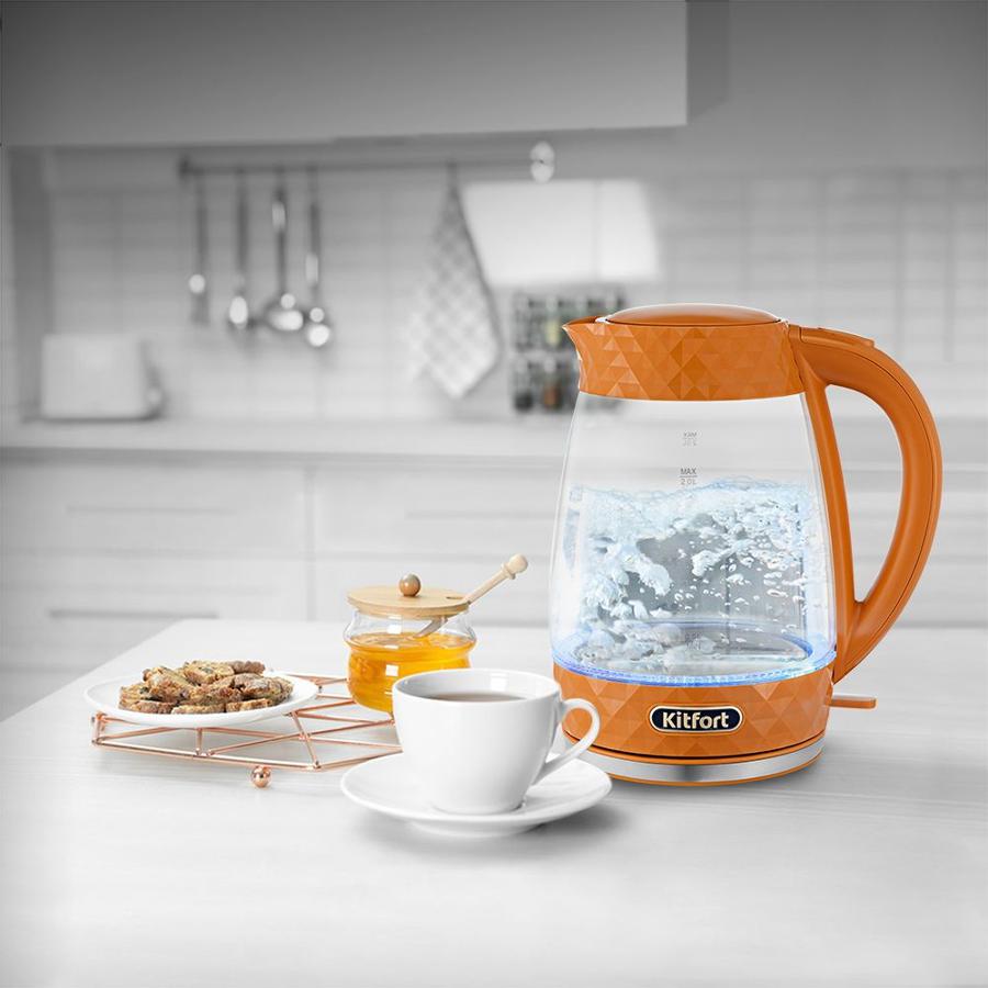 Чайник электрический Kitfort KT-6123-4 2л. 2200Вт оранжевый (корпус: стекло)