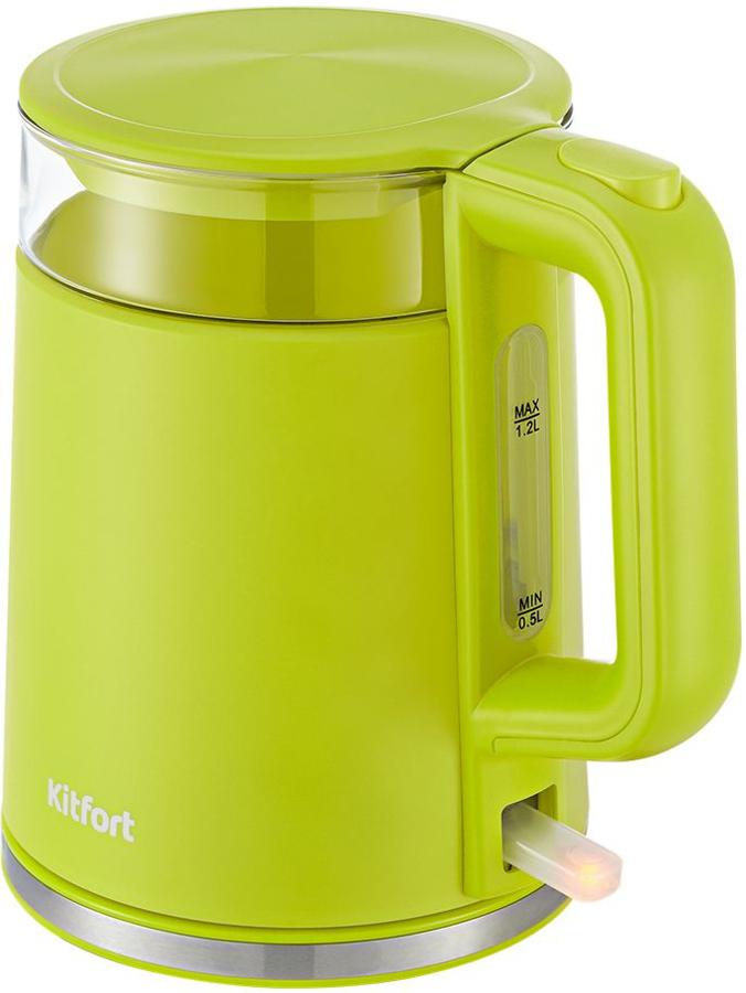 Чайник электрический Kitfort KT-6124-2 1.2л. 2200Вт салатовый (корпус: пластик)