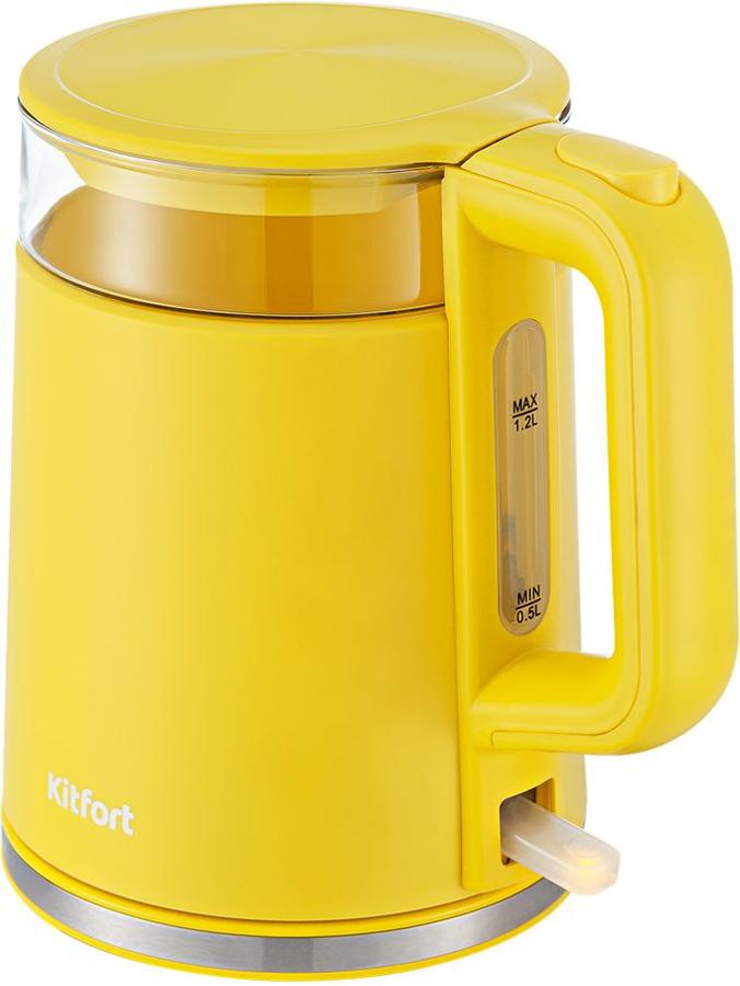 Чайник электрический Kitfort KT-6124-5 1.2л. 2200Вт желтый (корпус: пластик)