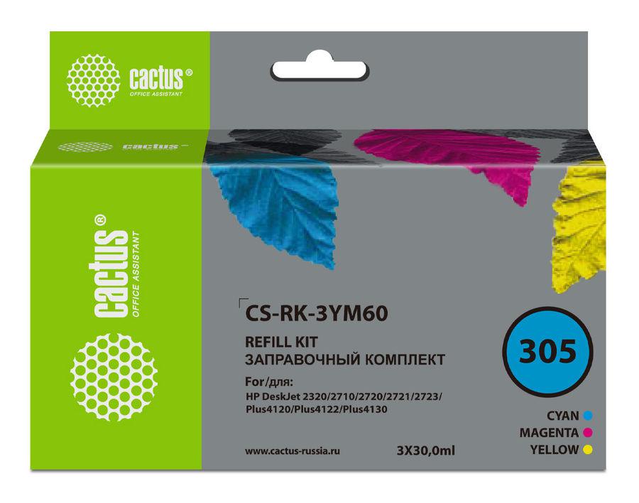 Заправочный набор Cactus CS-RK-3YM60 №305 многоцветный 3x30мл для HP DeskJet 2710/2120/2721/2722