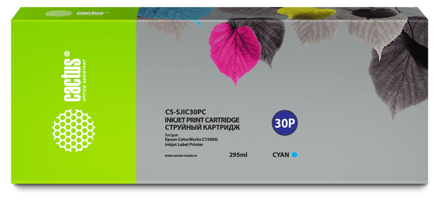 Картридж струйный Cactus CS-SJIC30PC C33S020640 голубой (295мл) для Epson ColorWorks TM-C7500G