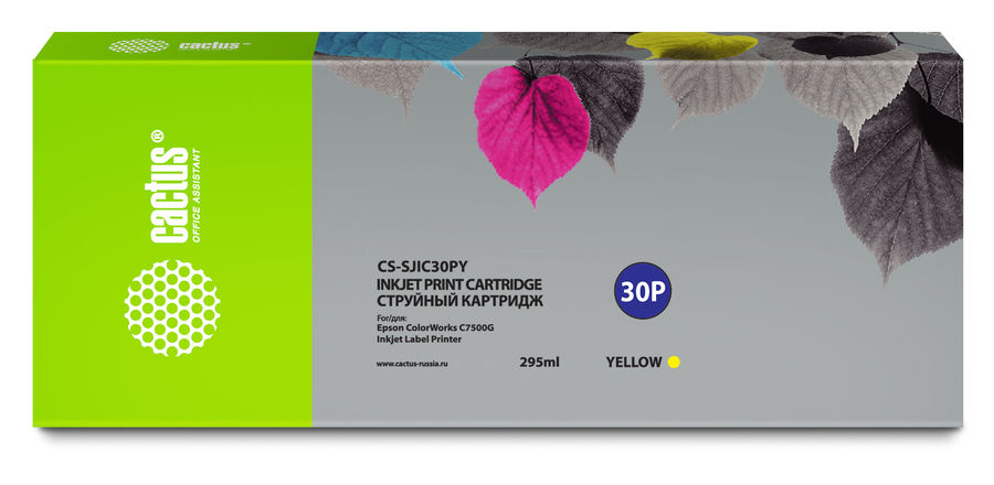 Картридж струйный Cactus CS-SJIC30PY C33S020642 желтый (295мл) для Epson ColorWorks TM-C7500G