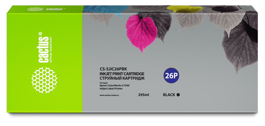 Картридж струйный Cactus CS-SJIC26PBK C33S020618 черный (295мл) для Epson ColorWorks TM-C7500