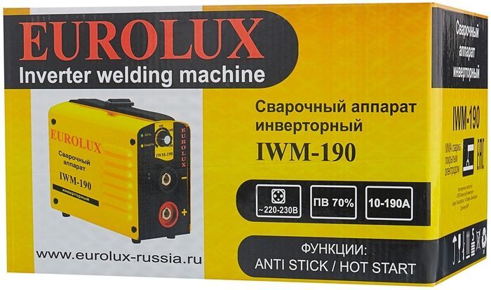 Сварочный аппарат Eurolux IWM190 инвертор ММА DC 6.5кВт