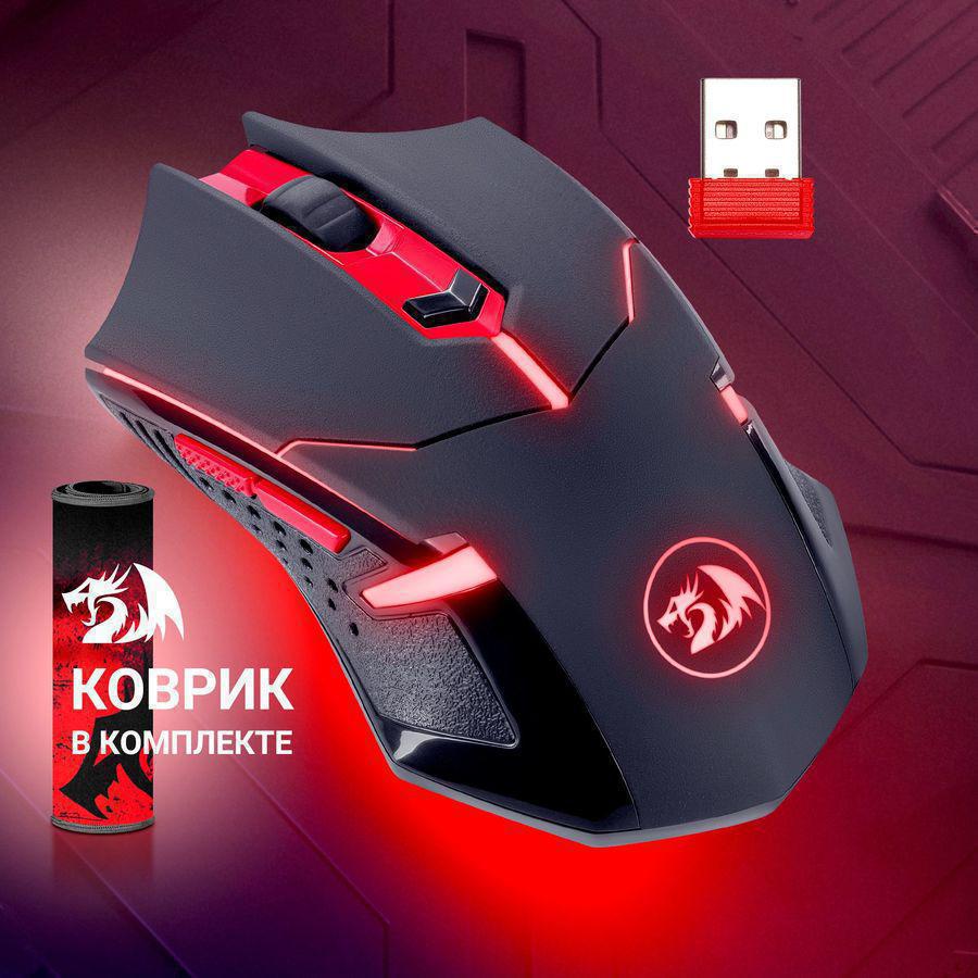 Мышь Redragon M601WL-BA черный/красный оптическая 2400dpi беспров. USB 5but (78227)