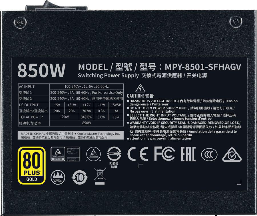 Блок питания Cooler Master SFX 850W V850 Gold 80+ gold (24+8+4+4pin) APFC 92mm fan 8xSATA Cab Manag RTL