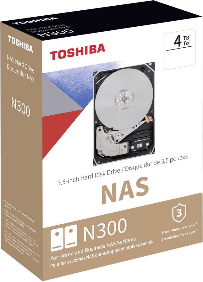 Жесткий диск Toshiba SATA-III 4Tb HDWG440EZSTA NAS N300 (7200rpm) 256Mb 3.5" Rtl