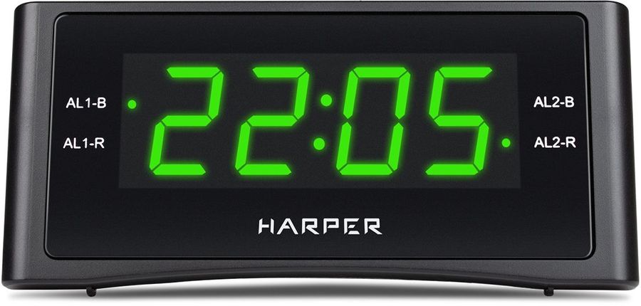 Радиобудильник Harper HCLK-1006 черный LED подсв:зеленая часы:цифровые AM/FM
