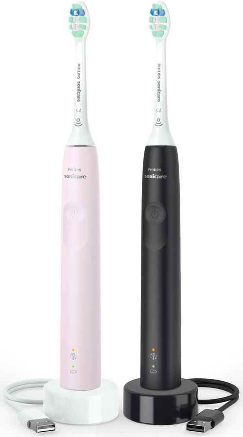 Набор электрических зубных щеток Philips Sonicare HX3675/15 черный/розовый