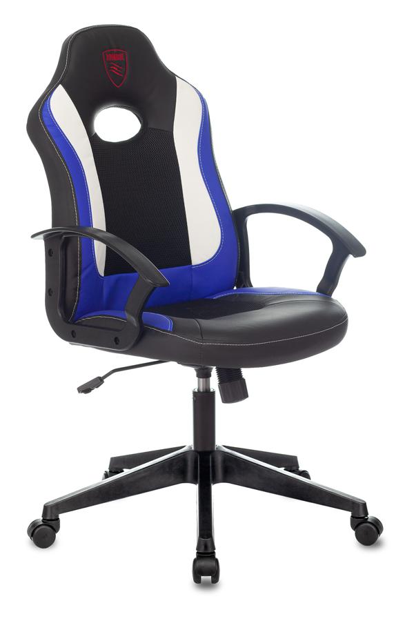 Кресло игровое Zombie 11 черный/синий текстиль/эко.кожа крестов. пластик