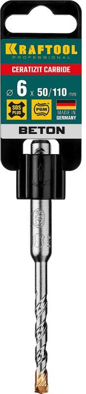 Бур Kraftool 29320-110-06_z02 по бет/кирп/камн Д=6мм Дл=110мм (1пред.) для перфораторов