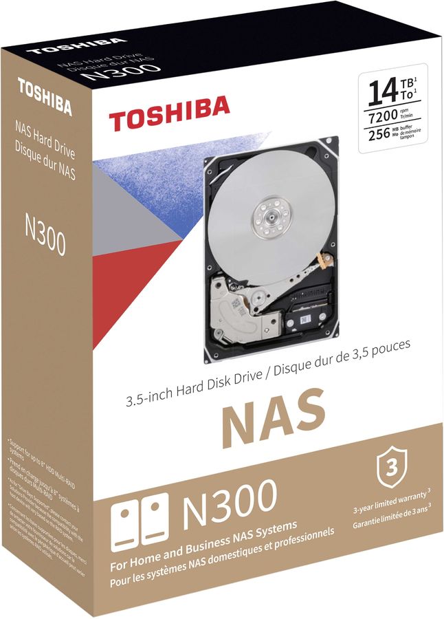 Жесткий диск Toshiba SATA-III 14Tb HDWG31EEZSTA NAS N300 (7200rpm) 512Mb 3.5" Rtl