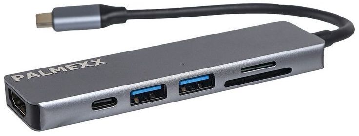 Разветвитель USB-C Palmexx 2порт. серый (PX/HUB-004)