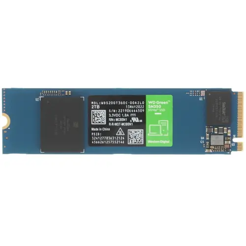 Накопитель SSD WD Original PCIe 3.0 x4 2TB WDS200T3G0C Green SN350 M.2 2280