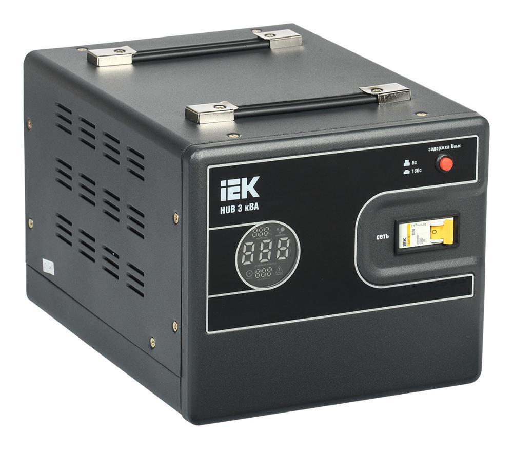Стабилизатор напряжения IEK Hub 3кВА однофазный черный (IVS21-1-003-13)