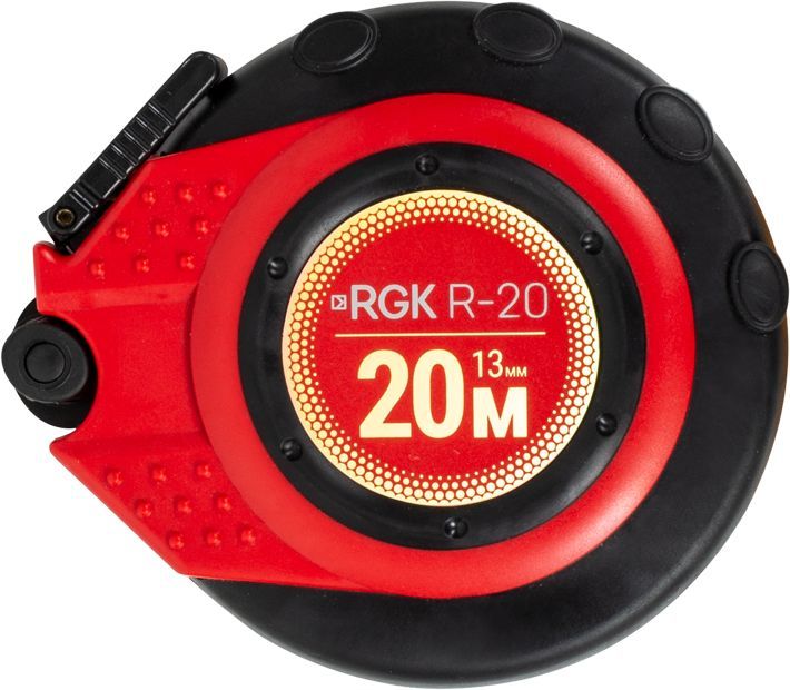 Рулетка строительная RGK R20 дл.полотна 20м изм.шкала в см зацеп простой красный/черный (774925)
