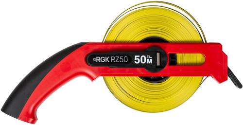 Рулетка геодезическая RGK RZ50 дл.полотна 50м изм.шкала в см красный/черный (776943)