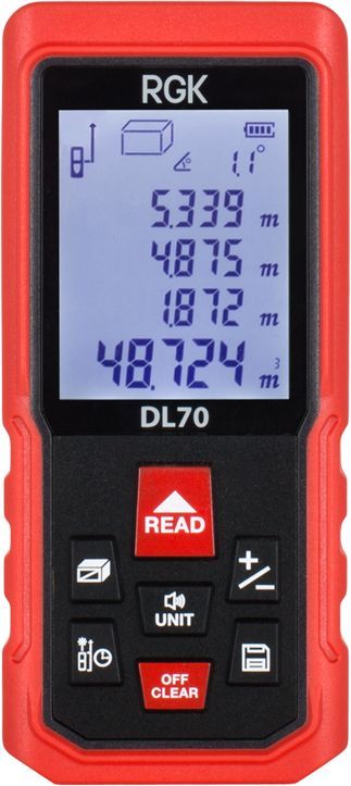 Лазерный дальномер RGK DL70 2кл.лаз. 635нм цв.луч. красный (4610011873911)