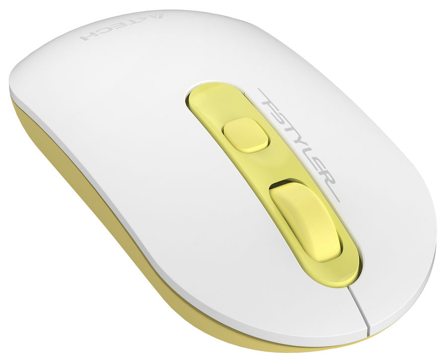 Мышь A4Tech Fstyler FG20 Daisy белый/желтый оптическая (2000dpi) беспроводная USB для ноутбука (4but)