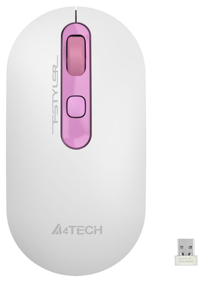 Мышь A4Tech Fstyler FG20S Sakura белый/розовый оптическая (2000dpi) silent беспроводная USB для ноутбука (4but)