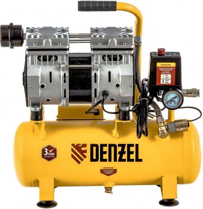 Компрессор поршневой Denzel DLS650/10 безмасляный 120л/мин 10л 650Вт желтый/черный