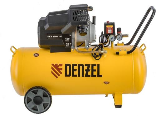 Компрессор поршневой Denzel DKV2200/100,Х-PRO масляный 400л/мин 100л 2200Вт желтый/черный