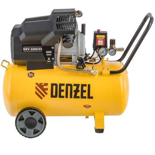 Компрессор поршневой Denzel DKV2200/50,Х-PRO масляный 400л/мин 50л 2200Вт желтый/черный