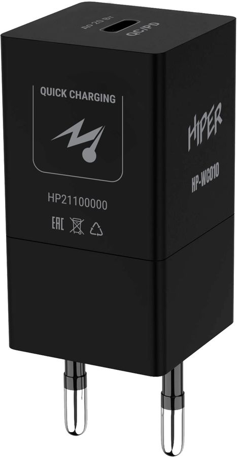 Сетевое зар./устр. Hiper HP-WC010 3A (PD+QC) USB-C универсальное черный