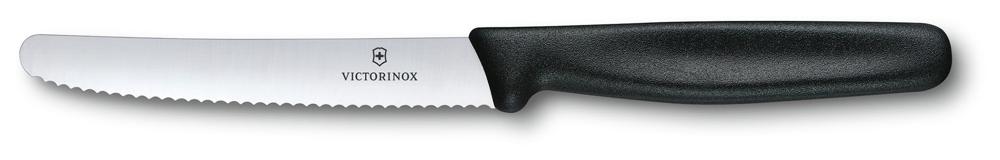 Нож кухонный Victorinox Swiss Classic 5.0833 стальной для томатов лезв.110мм серрейт. заточка черный