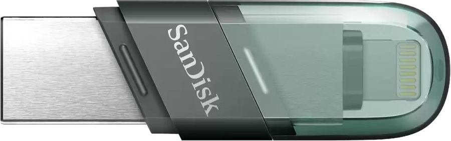 Флеш Диск Sandisk 128Gb iXpand Flip SDIX90N-128G-GN6NE USB3.1 зеленый/серебристый