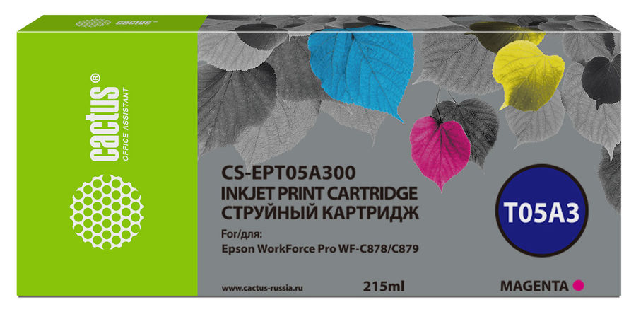 Картридж струйный Cactus CS-EPT05A300 T05A3 пурпурный (215мл) для Epson WorkForce Pro WF-C878/C879