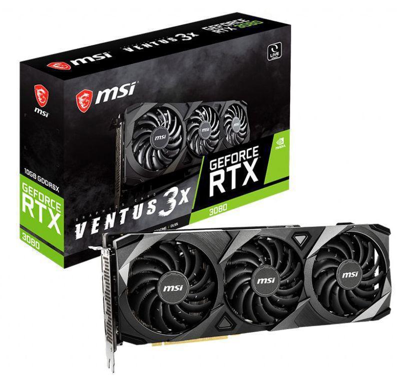 Видеокарта MSI PCI-E 4.0 RTX 3080 VENTUS 3X 10G NVIDIA GeForce RTX 3080 10240Mb 320 GDDR6X 1740/19000 HDMIx1 DPx3 HDCP Ret