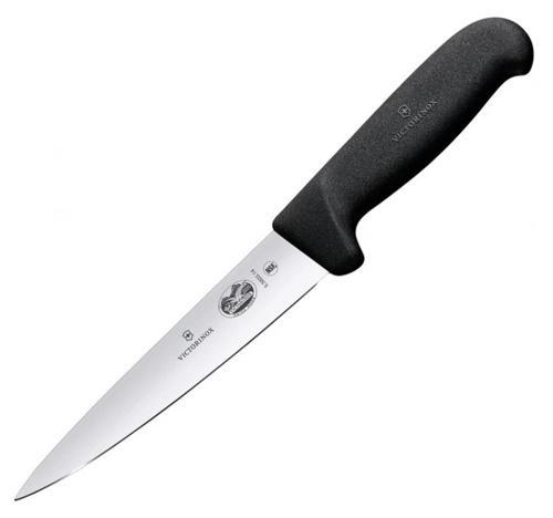 Нож кухонный Victorinox Fibrox (5.5603.14) стальной обвалочный для мяса лезв.140мм прямая заточка черный