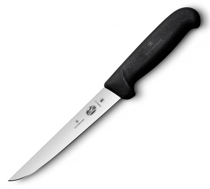 Нож кухонный Victorinox Fibrox (5.6003.12) стальной обвалочный лезв.120мм прямая заточка черный
