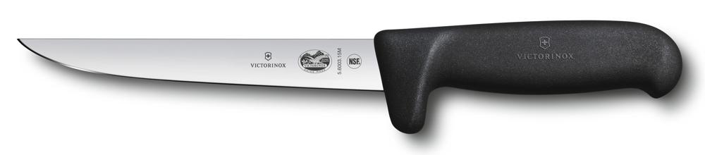 Нож кухонный Victorinox Fibrox (5.6003.15M) стальной обвалочный лезв.150мм прямая заточка черный