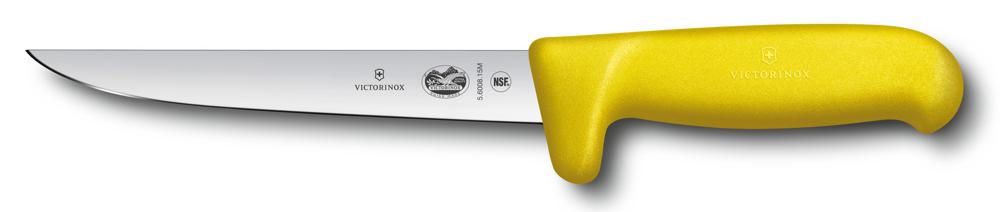 Нож кухонный Victorinox Fibrox (5.6008.15M) стальной обвалочный лезв.150мм прямая заточка желтый